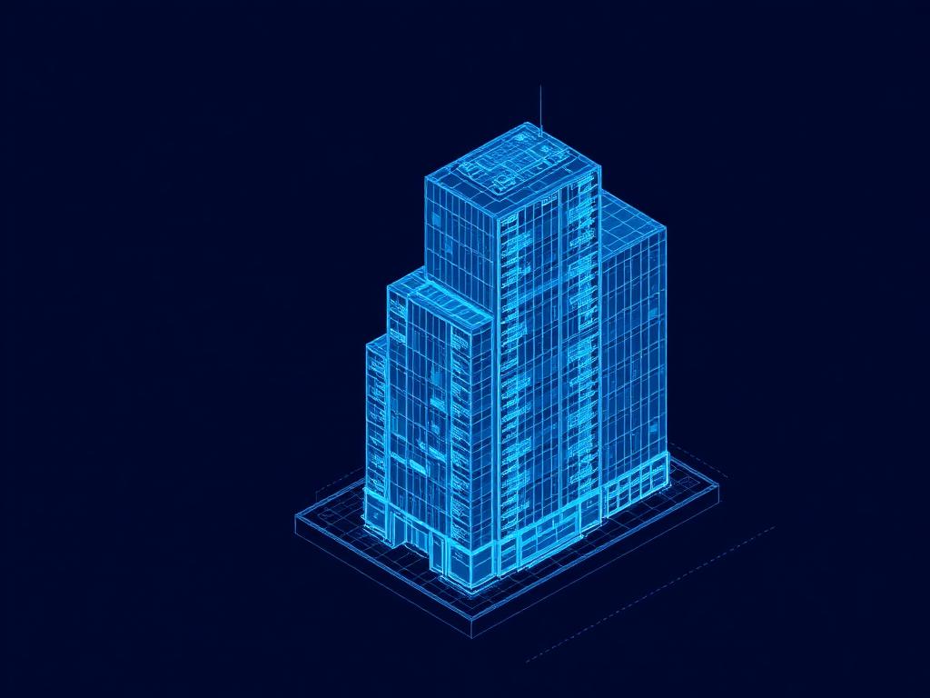 Blueprint wireframe of a building